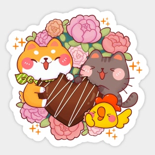 Sweet chocolate and roses. Sticker